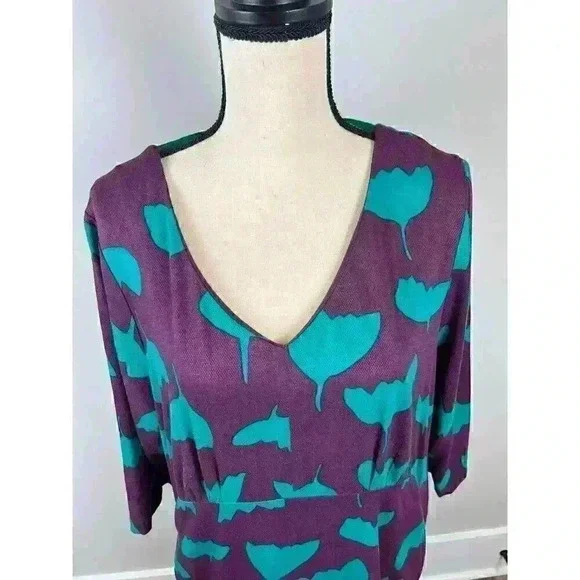 White Stuff UK Women's Midi Dress Size 16UK Purple Teal Pockets Half Sleeve L - Picture 2 of 12